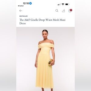 NWT The A&F Giselle Drop-Waist Mesh Maxi Dress Yellow